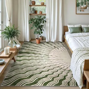Nordic Light Luxury Living Room Sofa Carpet Simple Abstract Wave Line Bedside Mat Polyester Area Rug Home Decor