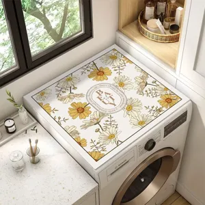 Tapis de housse de machine à laver carré terre de diatomée antipoussière floral déco