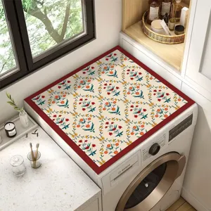 Copertura antipolvere per lavatrice tappetino floreale retro protezione antiscivolo