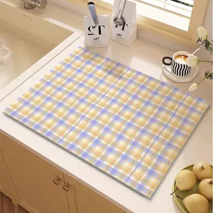 Minimalist Striped Diatomaceous Earth Kitchen Countertop Draining Mat Absorbent Coffee Bar Table Mat Plaid Dish Drying Mat