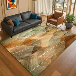 Vintage leaf pattern crystal velvet living room carpet anti-slip large floor area rug
