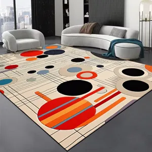Tappeto da soggiorno moderno in velluto di cristallo geometrico, morbido tappeto antiscivolo.