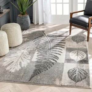 Moderno alfombra abstracta con diseño de hojas para sala, alfombrilla antideslizante.