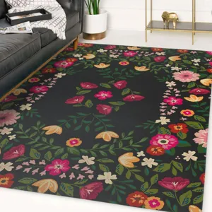 Modern Skandinavisch Blumen Teppich Wohnzimmer Schlafzimmer Bedruckt Teppich Rutschfest Weich Flokati Fußmatte