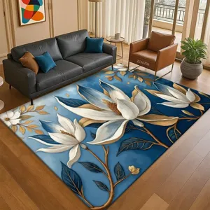 Vintage Botanical Floral Crystal Velvet Rug Non Slip Large Area Carpet For Living Room Bedroom Home Floor Decor