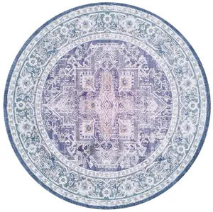 Tapis rond bohème vintage avec motif classique, matière douce semblable au cachemire pour maison.