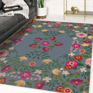 Nordischer moderner Blumenteppich für das Wohnzimmer, stilvoller Teppich fürs Schlafzimmer.