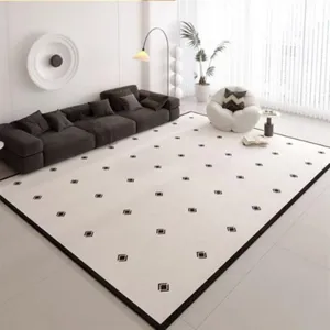 Large living room rug modern minimalist geometric carpet for sofa and coffee table decor.