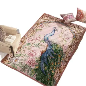 Grande Tappeto Soggiorno Pavone Vintage Stile Europeo Floreale Antiscivolo Camera