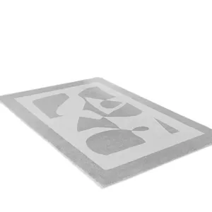 Modern abstract grey cashmere-feel large area rug for living room and bedroom floor decor