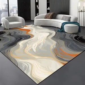 Tapis de salon a motif de marbre abstrait moderne, grand tapis en velours de cristal pour la maison