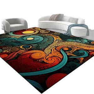 Grande tappeto da soggiorno con motivo geometrico a spirale astratta, arredamento moderno.