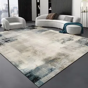 Tapis de salon style encre abstrait moderne, tapis de sol en velours de cristal anti-salissure.