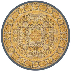 Tapis rond vintage style bohème, fausse cachemire douce, motif mandala rétro élégant pour salon chambre.