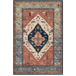 Persian Bohemian Area Rug Vintage Geometric Print Carpet Non-Slip Washable Floor Mat For Living Room Bedroom