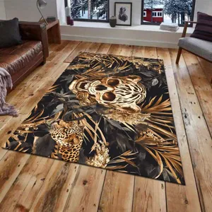 Χαλί σαλονιού με γοτθικό κρανίο και λεοπάρ σχέδιο βελούδο κρυστάλλινο δαπέδου υπνοδωμάτιο