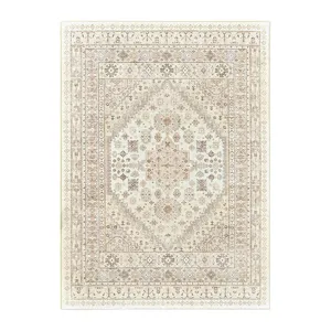 Detailed view of the vintage Persian style bohemian carpet showing intricate pattern texture.