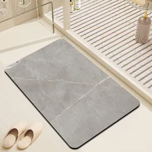 Tappeto da pavimento con motivo marmo grigio per bagno moderno, passatoia antiscivolo.