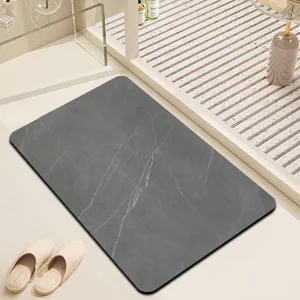 Tappeto con motivo in marmo grigio scuro, tappetino antiscivolo per bagno e corridoio.