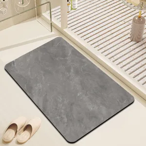 Tappetino antiscivolo con motivo in marmo grigio per bagno porta tappetino assorbente.