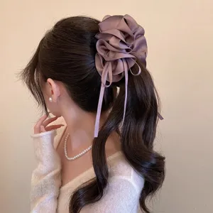 Pinza de pelo con lazo de satén estilo coreano coletero elegante accesorio para mujer.