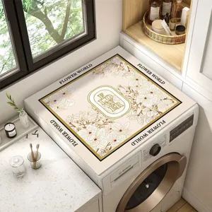 Tapis de housse de machine à laver terre de diatomées carré anti-poussière floral