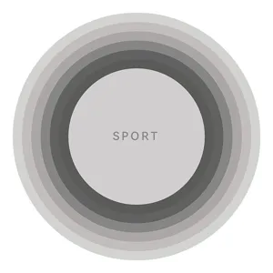 Minimalist round skipping rope mat detail graphic, gray concentric circle sports floor mat.