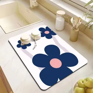 Tapis égouttoir vaisselle cuisine absorbant antidérapant fleurs protection plan travail