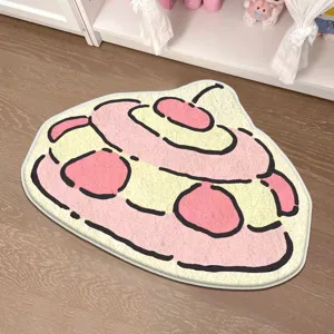 Cute faux cashmere irregular bedroom bedside rug anti-slip soft fluffy floor mat