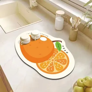 Süße Cartoon Frucht Druck Küche Abtropfmatte PVC Wasserabsorbierende Wärmeisolierung Rutschfeste Tischmatte Zuhause