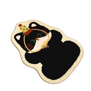 Cute cartoon cat shaped rug soft imitation cashmere non-slip floor mat for bedroom living