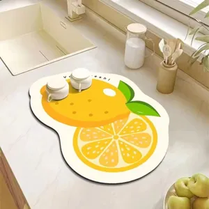Niedliche Cartoon-Zitrone Küchen-Abtropfmatte, saugfähig und rutschfeste Trocknungsmatte.