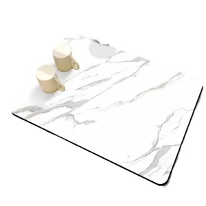 Kitchen drying mat with marble texture, absorbent tech cloth heat insulation pad for home.