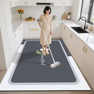 Large leather kitchen floor mat anti-slip waterproof dirt resistant floor carpet for home
