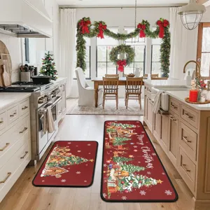 Weihnachten Kuche Teppich Set rutschfest saugfahig Urteil Bodenmatten fur Heimdekoration