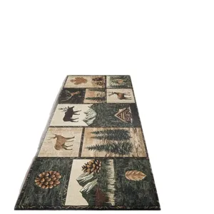 Rustic forest deer cabin runner rug anti-slip hallway floor mat for kitchen home decor