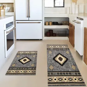 Bohemian kitchen rug set non slip floor mats for home indoor decor detail view
