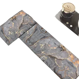 Küchenmatte Set saugfähig Leder Küchenläufer rutschfest Marmor Design 2-teilig