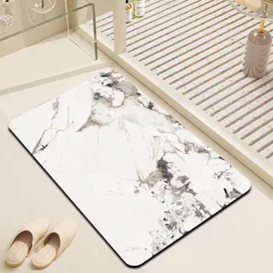Tappeto motivo marmo dettaglio, passatoia antiscivolo per bagno, design moderno.