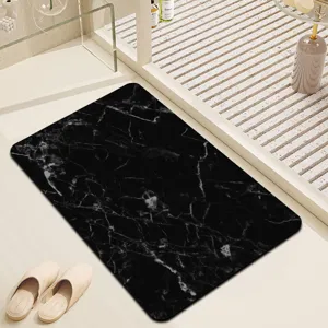 Tappeto da pavimento in marmo nero, tappetino antiscivolo per bagno e ingresso casa.