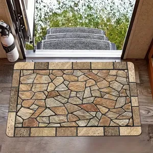 Anti-slip stone pattern doormat for indoor entrance, absorbent floor mat for home and RV use.