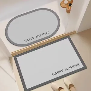 Minimalist diatomaceous earth bath mat set, absorbent anti-slip floor mat for bathroom door.