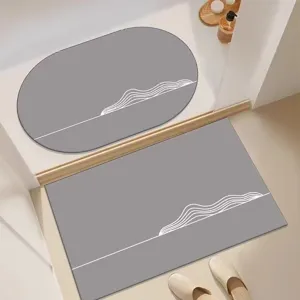 Minimalist diatomaceous earth bathroom mat, absorbent non-slip floor mat for home use.