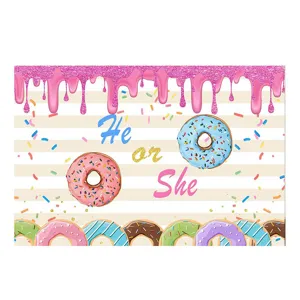 Geschlecht enthüllung Donut Hintergrund oder Badematte Detail, bunte Streusel und süßes.