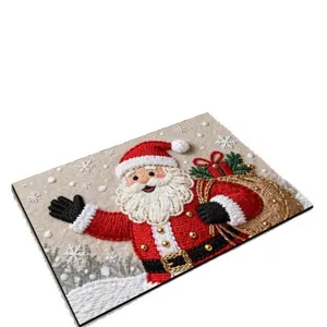 Zerbino natalizio festivo Babbo Natale ricamato tappetino antiscivolo per la casa bagno