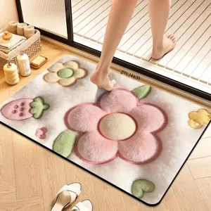 Cartoon 3D visual velvet diatom mud floor mat bathroom anti-slip absorbent quick-drying foot mat