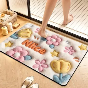 Cartoon 3D plush anti-slip door mat for bathroom, water absorption and quick drying
