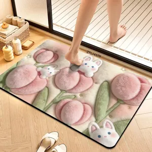 3D Cartoon Fluffy Bath Mat Non-Slip Absorbent Quick-Drying Floor Mat for Bathroom Door
