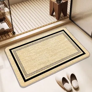 Linen Woven Bathroom Floor Mat Anti-Slip Water Absorbent Quick Drying Detail View Rug