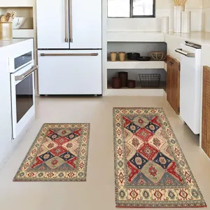 Bohemian kitchen mat set two piece non-slip floor runner washable traditional rug